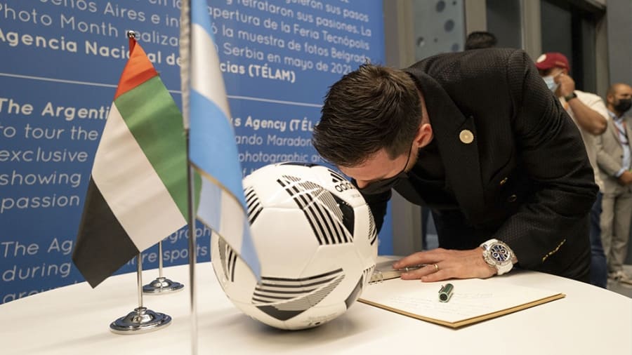 Messi visitó el pabellón argentino en la Exposición Universal de Dubái 2020